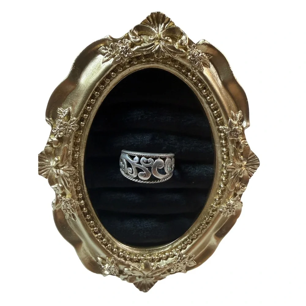 Vintage Filigree Silver Ring Womens 6.5‎ Scroll Openwork Rope 925 Art Nouveau